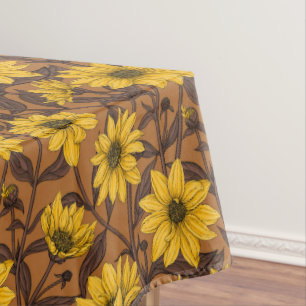 Mantel Girasol silvestre de raíz solar en amarillo y marr