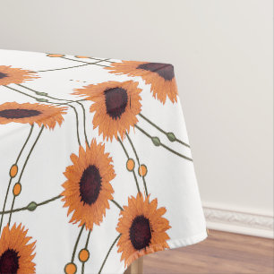 Mantel Girasoles naranjas florales retro al azar Art Nouv