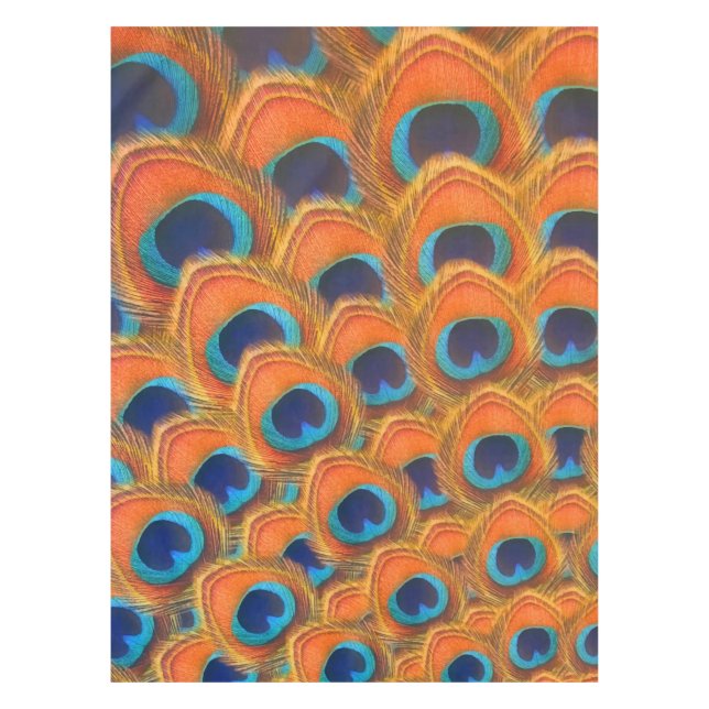 Mantel Glam Boho Naranja Blue Peacock Fethers (Anverso)