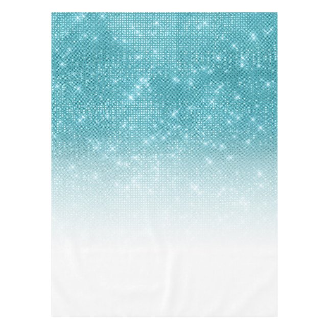 Mantel Glamoroso Sparkly Aqua Blue Purpurina Sequin Ombre (Anverso)