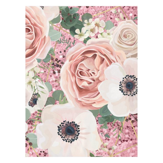 Mantel Glit Rosa de Jardín Geométrico de Tablillas Person (Anverso)