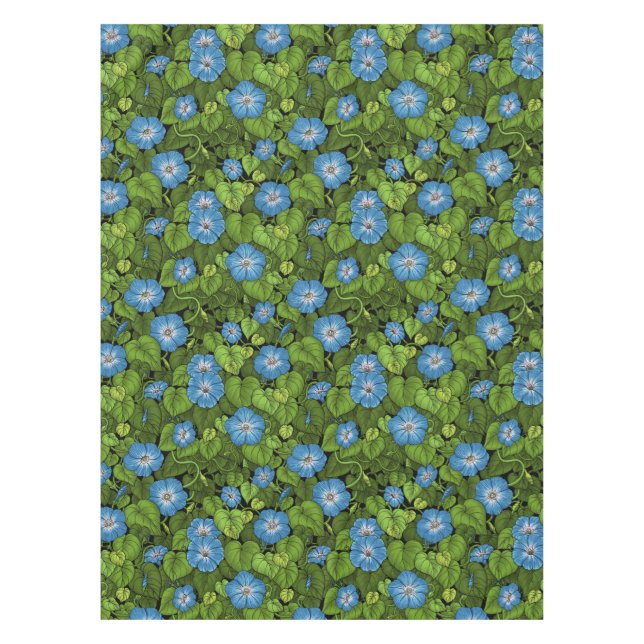 Mantel Gloria matutina en azul y verde (Anverso)