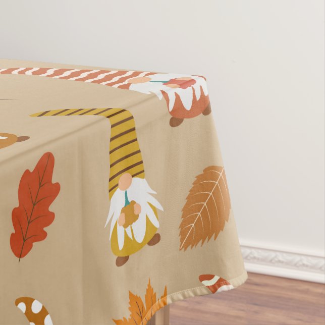 Mantel Gnomes de Acción de Gracias con hojas de otoño (In Situ)