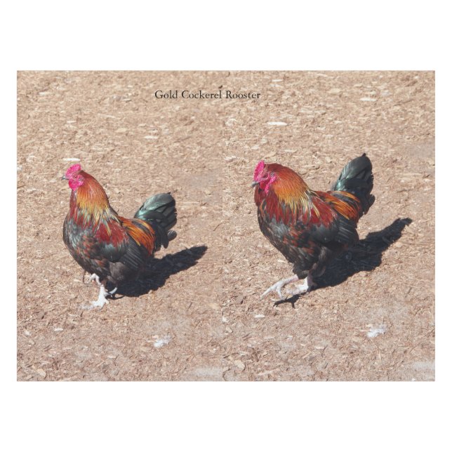 Mantel Gold Cockerel Rooster tablecloth (Frente (Horizontal))