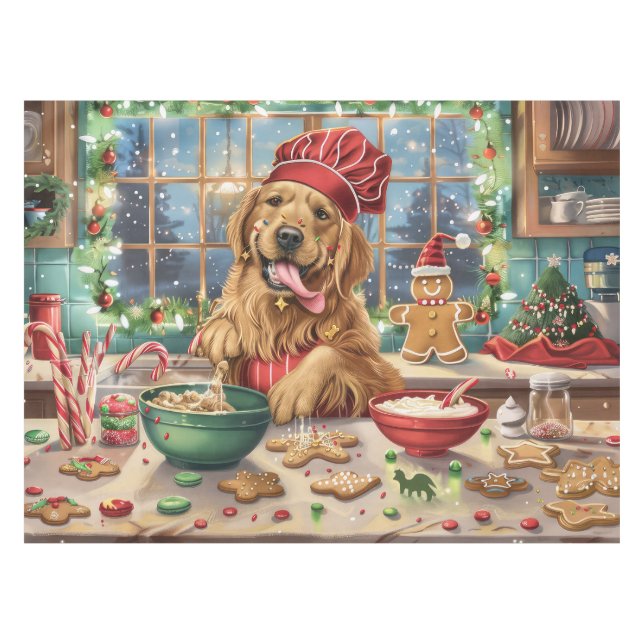 Mantel Golden Retriever Holiday Baking: Navidades festivo (Frente (Horizontal))