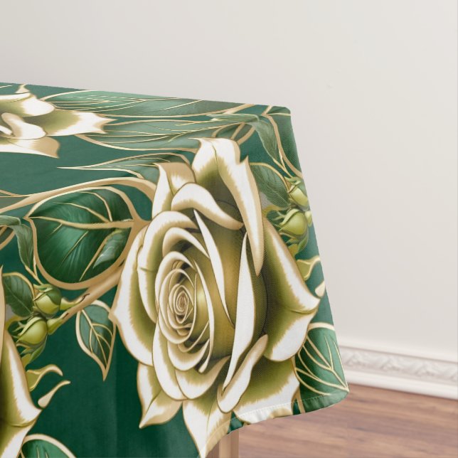 Mantel Golden Roses With Emerald Green Leaves  (In Situ)