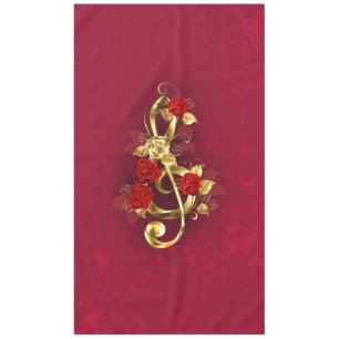 Mantel Golden Treble Clef con flores Rosas