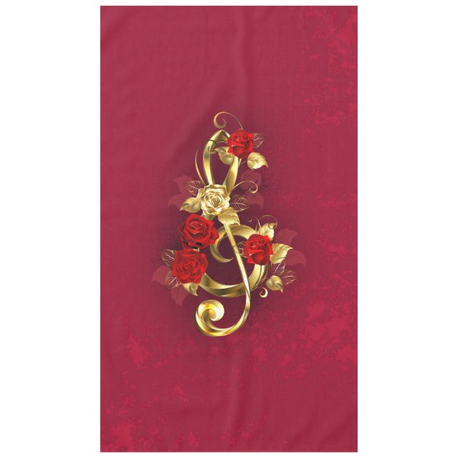 Mantel Golden Treble Clef con flores Rosas (Anverso)