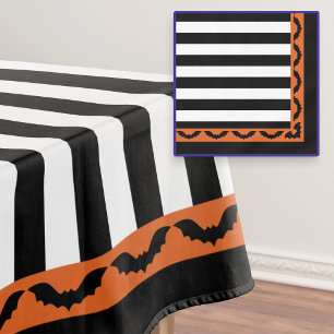Mantel Gótico Stripes Naranja Bat Border Halloween Decora