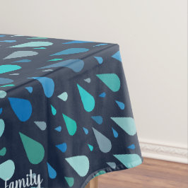 Mantel Gotitas de lluvia azul oscuro con nombre personali