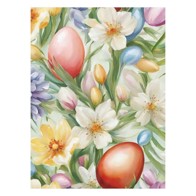 Mantel Graceful Apple Blossom, Tulips y Huevos de Pascua (Anverso)
