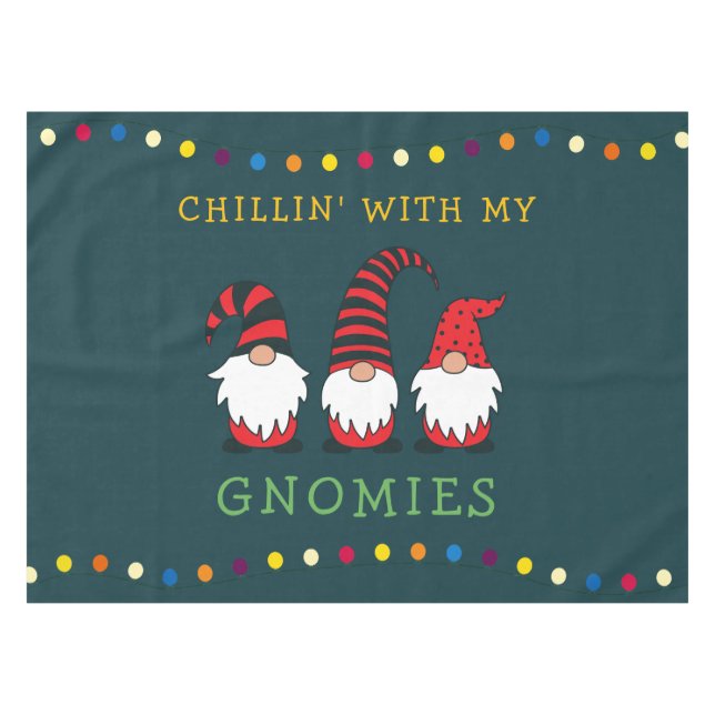 Mantel Gracioso Chillin' Con Mis Navidades De Gnomies Pun (Frente (Horizontal))