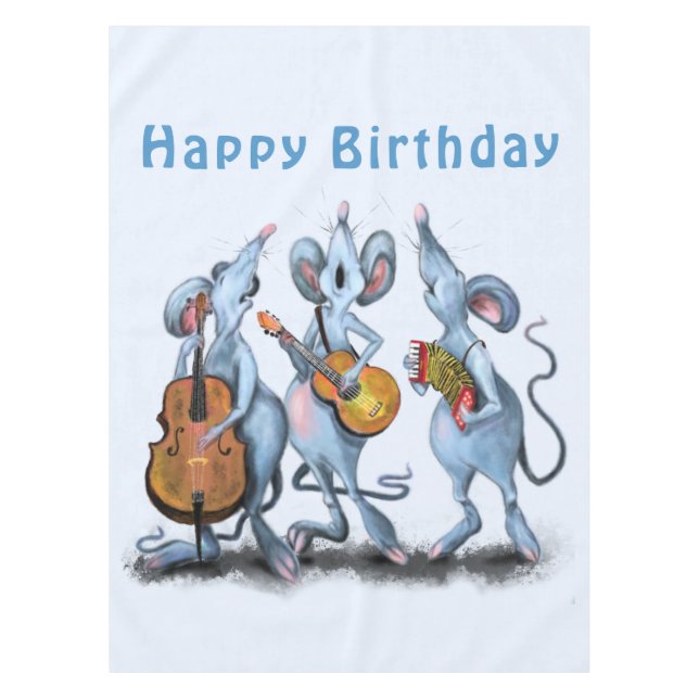Mantel Gracioso cumpleaños Tablecloth Mouse Banda de músi (Anverso)