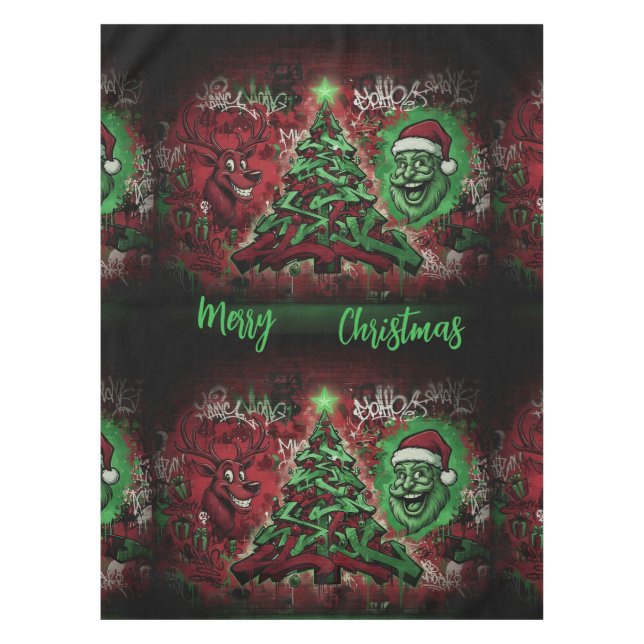 Mantel Graffiti Christmas Cotton Tablecloth 52x70 (Anverso)