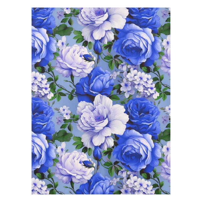 Mantel Gran Flor Rosa Azul Retro (Anverso)