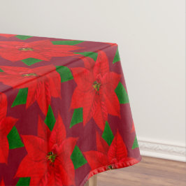 Mantel Gran patrón de flores de poinsettia sobre burdeos