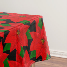 Mantel Gran patrón de flores de poinsettia sobre negro