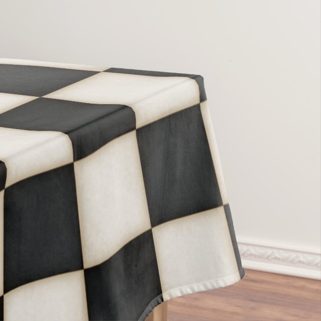 Mantel Grandes cheques blancos negros y antiguos de 60"x8 (In Situ)