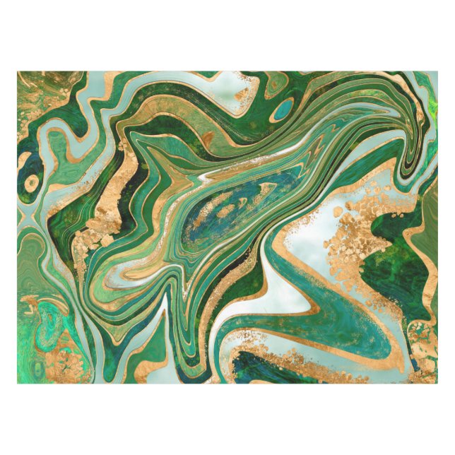 Mantel Green and gold liquid marble abstract (Frente (Horizontal))