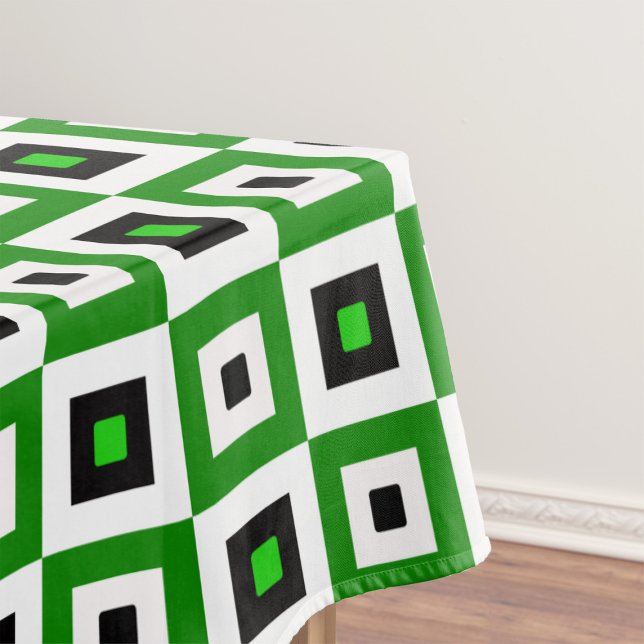 Mantel Green Black White Checkered Squares Pattern (Subido por el creador)