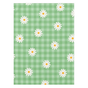 Mantel Green Daisy Plaid Gingham Check Flower Pattern
