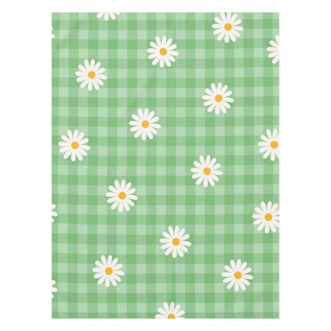 Mantel Green Daisy Plaid Gingham Check Flower Pattern (Anverso)