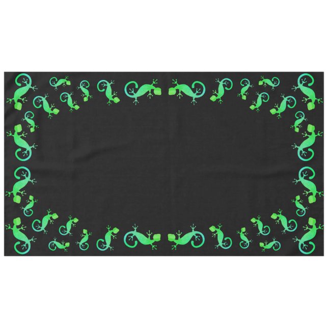 Mantel Green Gecko Lizard sobre el negro (Frente (Horizontal))