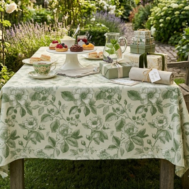 Mantel Green Vintage Botanical Toile Pattern (Subido por el creador)