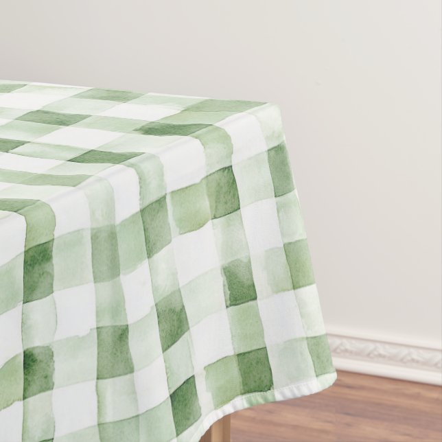 Mantel Green White Plaid Stripes (In Situ)