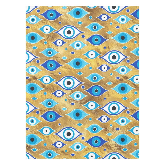 Mantel Griego Mati Mataki - Patrón de ojos malvados en Ma (Anverso)