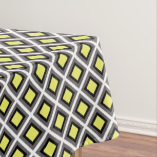 Mantel Gris oscuro, negro, diamantes de ikat amarillo de