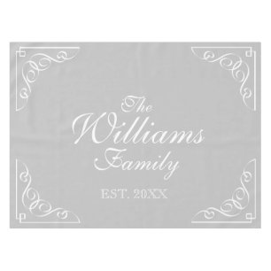 Mantel gris y blanco del apellido personalizado