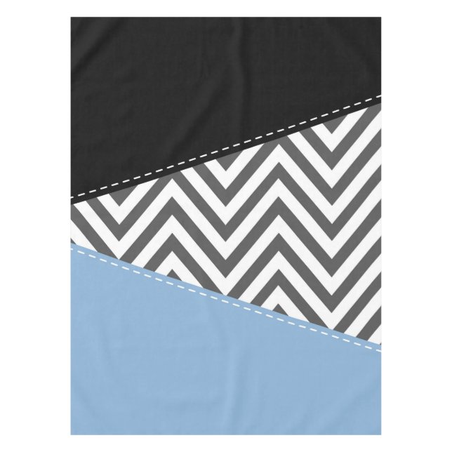 Mantel Gris Zigzag, Gris Chevron, Zigzag Pattern, Azul (Anverso)