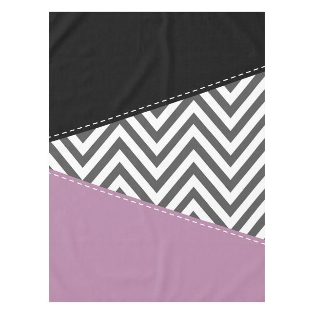Mantel Gris Zigzag, Gris Chevron, Zigzag Pattern, Púrpura (Anverso)