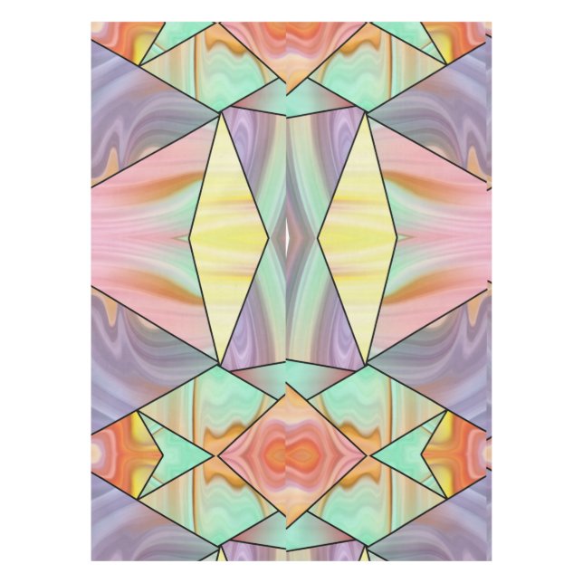 Mantel Groovy 70 Patrón de morado rosado y mármol verde a (Anverso)