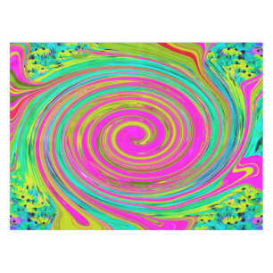 Mantel Groovy Abstract Remolino Rosa y Turquesa