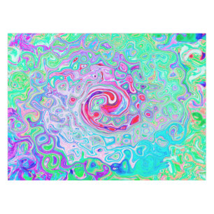 Mantel Groovy Abstracto Retro Remolino Rosa y Verde