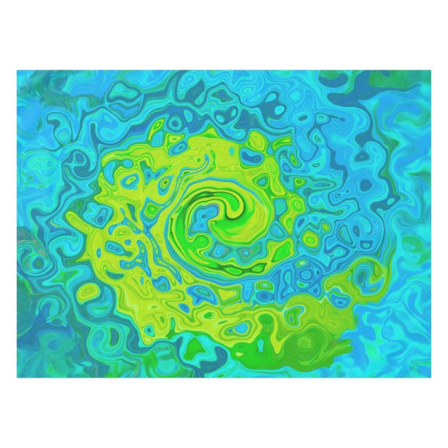 Mantel Groovy Chartreuse y Aquamarine Liquid Swirl (Frente (Horizontal))