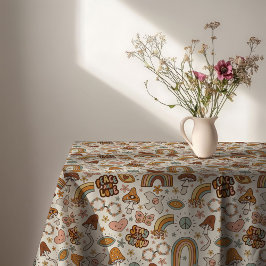 Mantel Groovy Pastel Tablecloth 60s Terracotta Accent