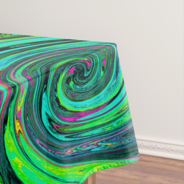 Mantel Groovy Resumen Retro Green y Magenta Swirl (In Situ)