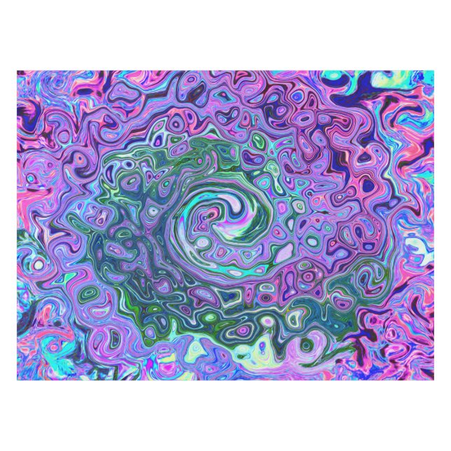 Mantel Groovy Resumen Retro Green y Purple Swirl (Frente (Horizontal))