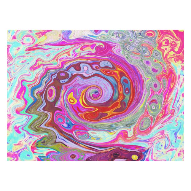 Mantel Groovy Resumen Retro Pink caliente y Blue Swirl (Frente (Horizontal))