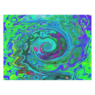 Mantel Groovy Resumen Swirl Retro Verde y Azul