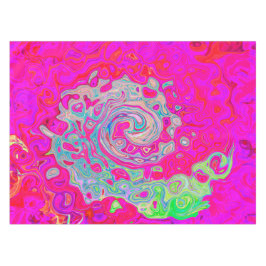 Mantel Groovy Resumen Verde azulado Azul y Rojo Swirl