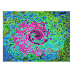 Mantel Groovy rosa caliente y azul Resumen Swirte retro
