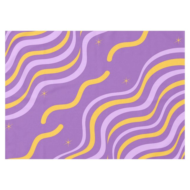 Mantel Groovy Wavy Stripe Purple Yellow Resumen Spring (Frente (Horizontal))