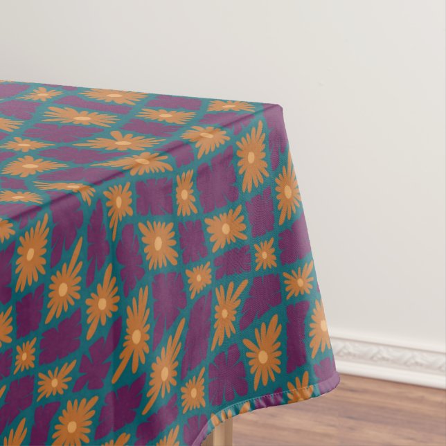 Mantel Groovy Wavy Trippy Naranja Cheques de flores de 60 (In Situ)