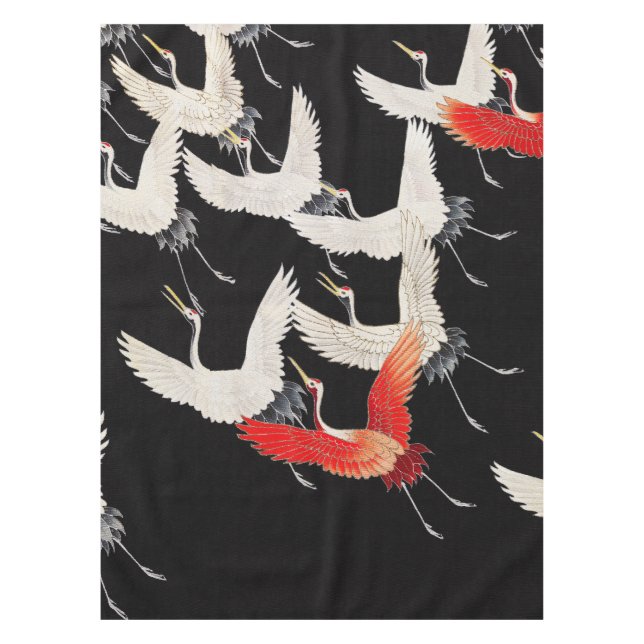 Mantel Grullas voladoras: Arte japonés de kimono con aves (Anverso)