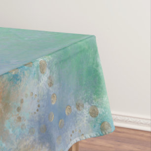 Mantel Grunge costero   Oro azul y verde acuarela