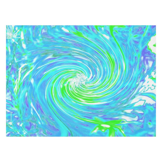 Mantel Guay Resumen Retro Aqua y Lime Green Swirl (Frente (Horizontal))